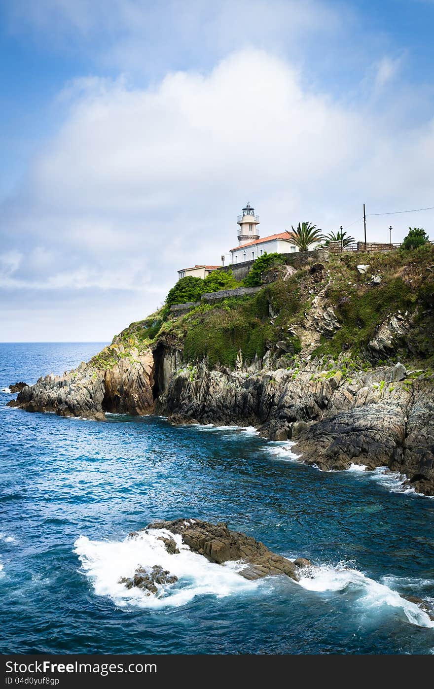 Lighthouse od Cudillero; traditional and beautiful fishing village in Asturias, northern spain. Lighthouse od Cudillero; traditional and beautiful fishing village in Asturias, northern spain