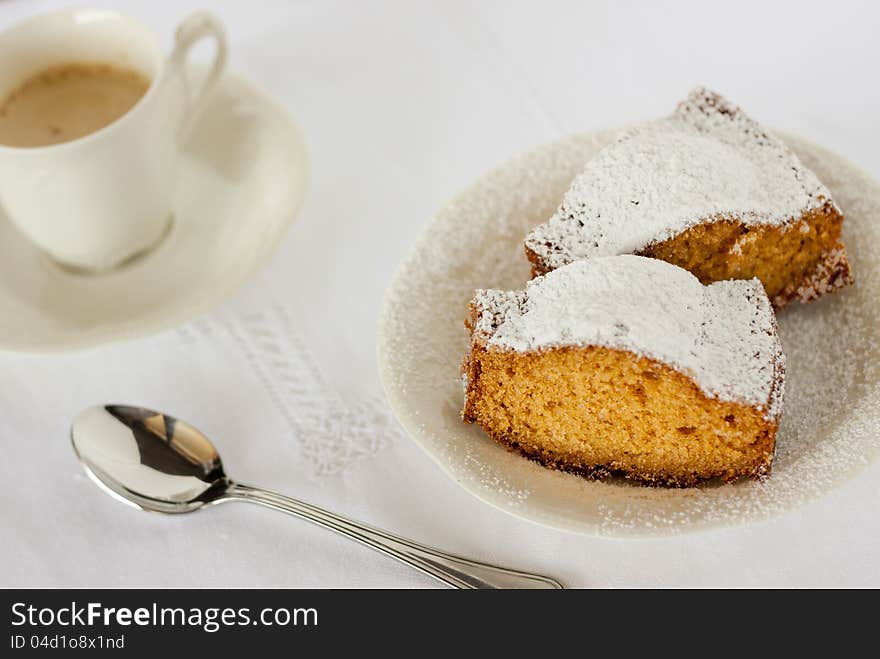 Slices of cake with coffee