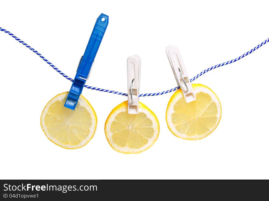 Fresh yellow lemon isolated over white with clipping path