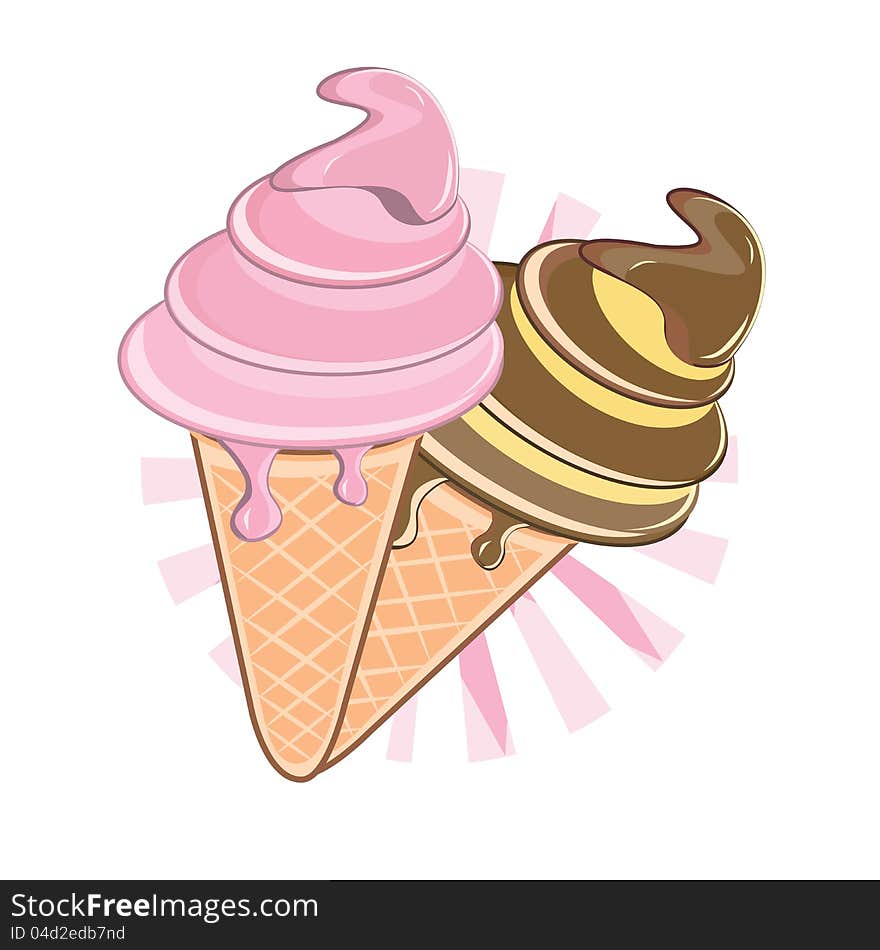 Illustration of colorful melting ice cream