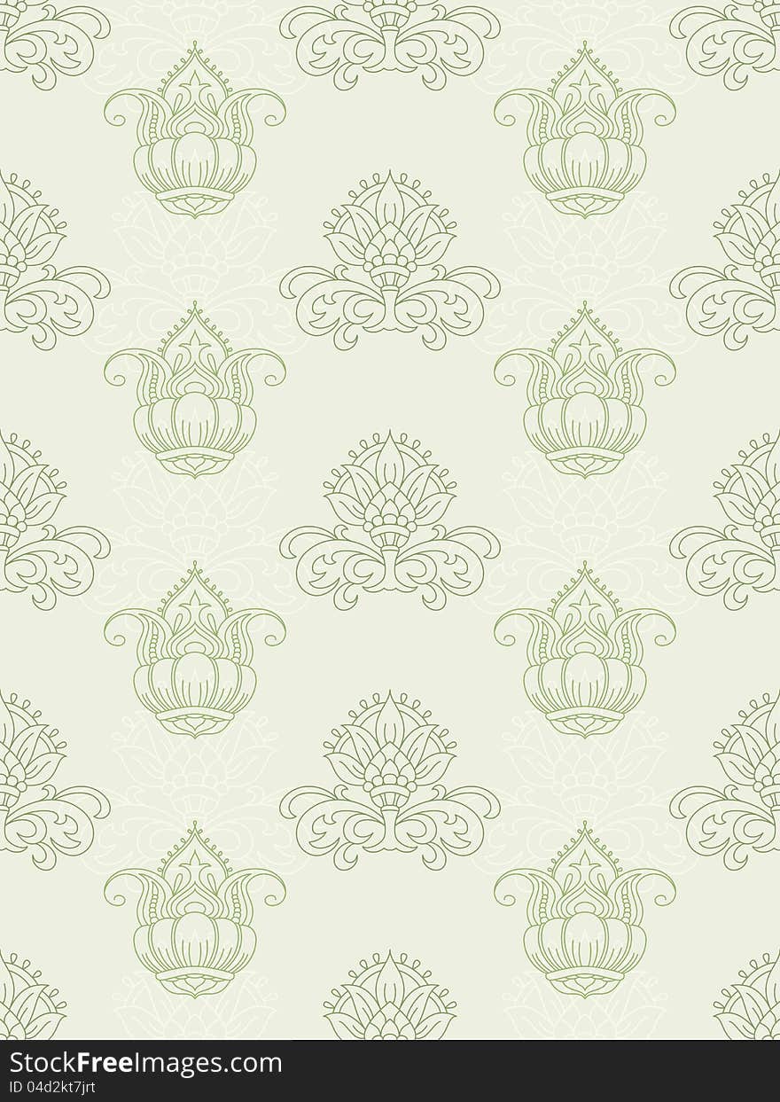 Vector seamless background with ornamental flowers,. Vector seamless background with ornamental flowers,