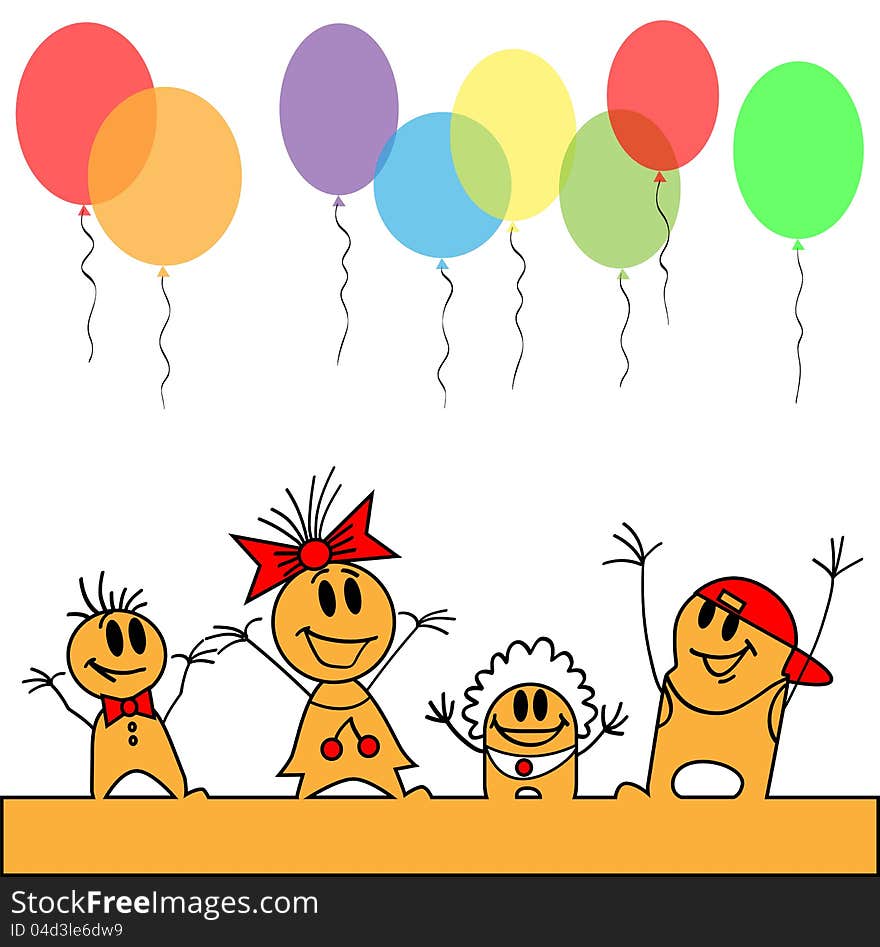 Children run the balloons