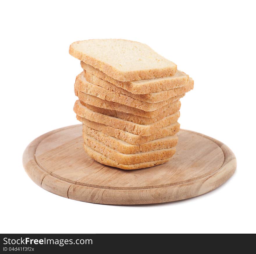 Bread and kitchen board on a white background