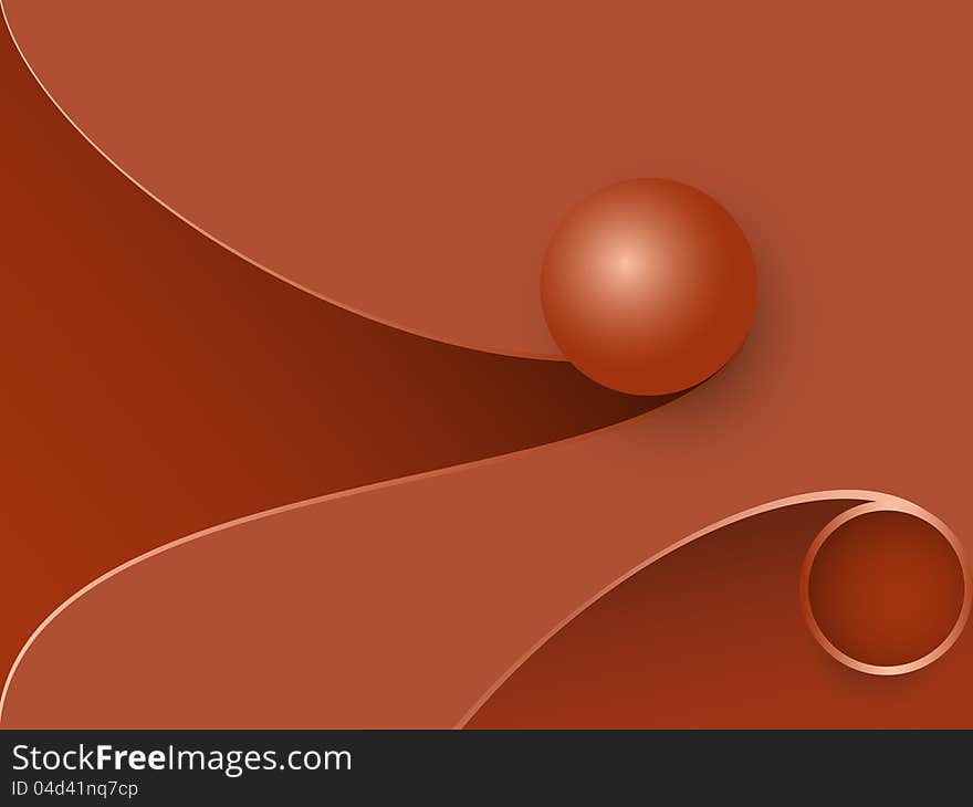 Abstract background of ball above a wavy cut