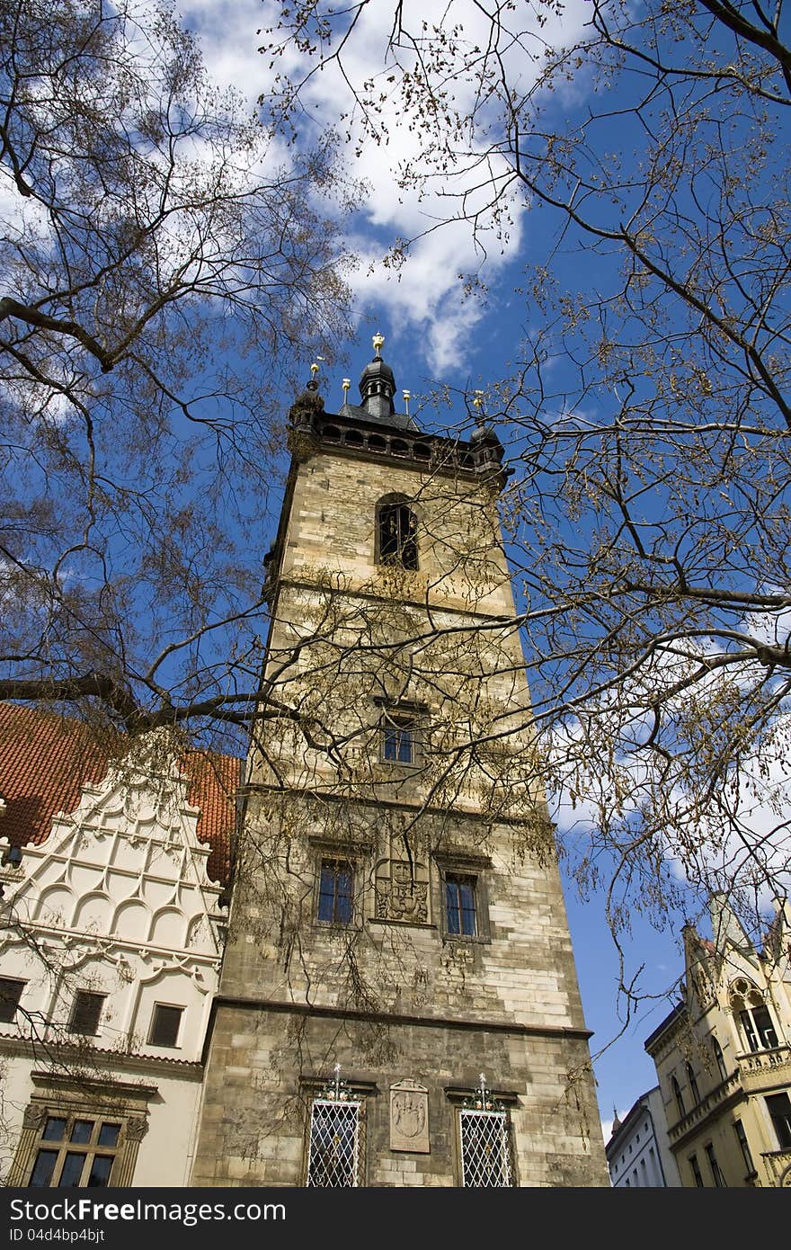 Historic town hall in charles square, Town hall from the hip, historical town hall with blue sky and white clouds. Historic town hall in charles square, Town hall from the hip, historical town hall with blue sky and white clouds