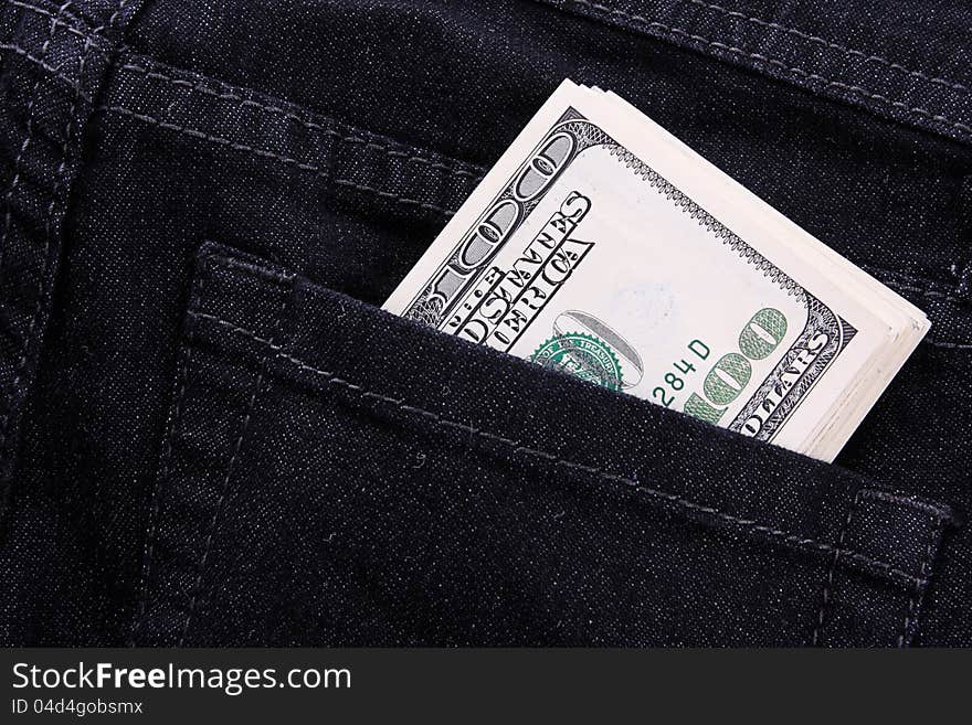 Money in jeans pocket, Shoping background. Money in jeans pocket, Shoping background