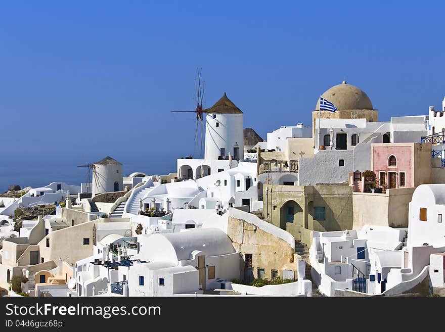 Traditional village of Oia at Santorini island in Greece. Traditional village of Oia at Santorini island in Greece