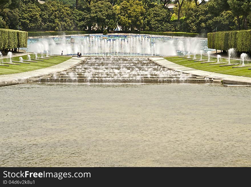 Monumental fountain in Mostra d'Oltremare, Naples, Italy. Monumental fountain in Mostra d'Oltremare, Naples, Italy