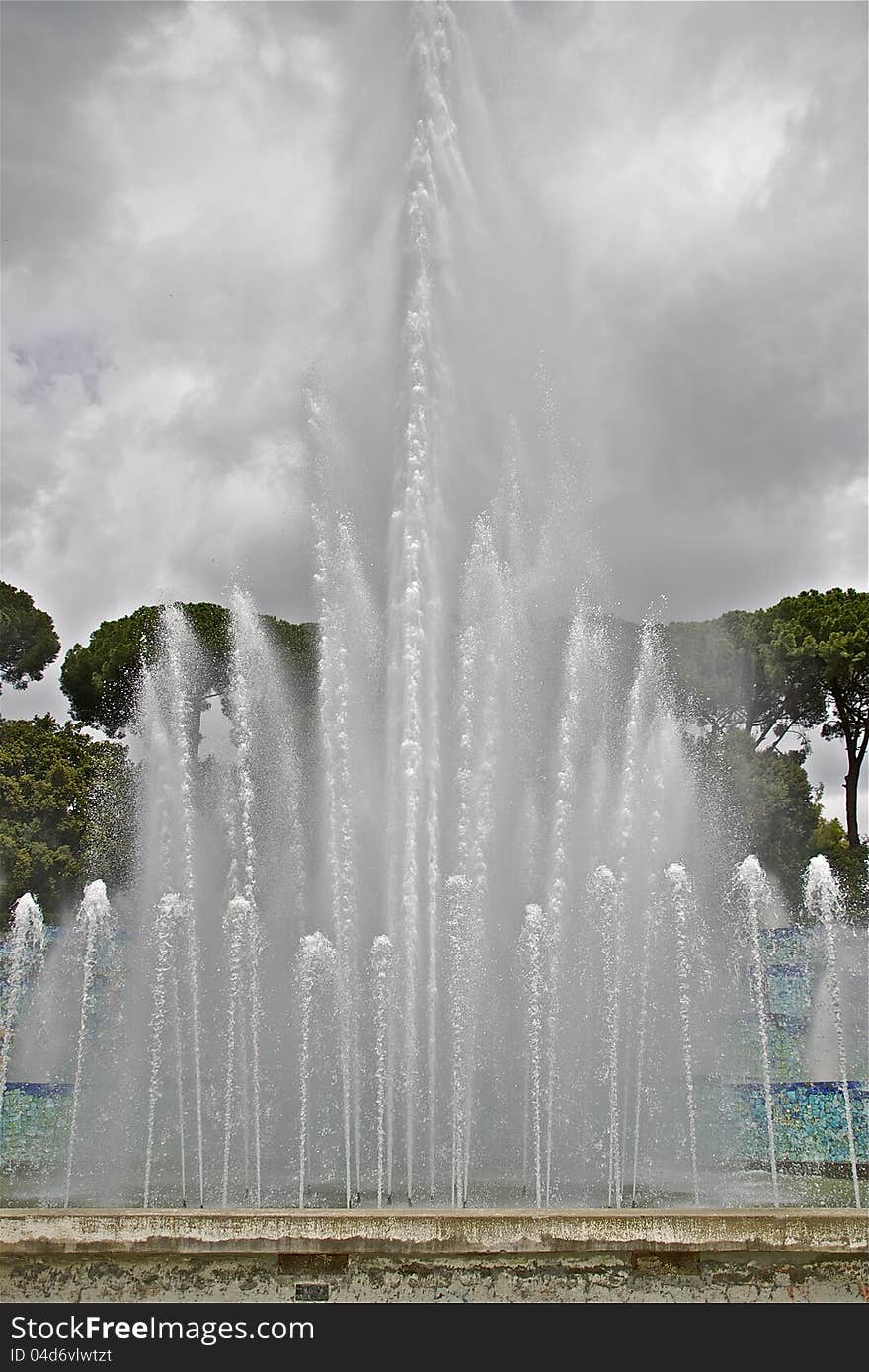 Monumental fountain in Mostra d'Oltremare, Naples, Italy. Monumental fountain in Mostra d'Oltremare, Naples, Italy