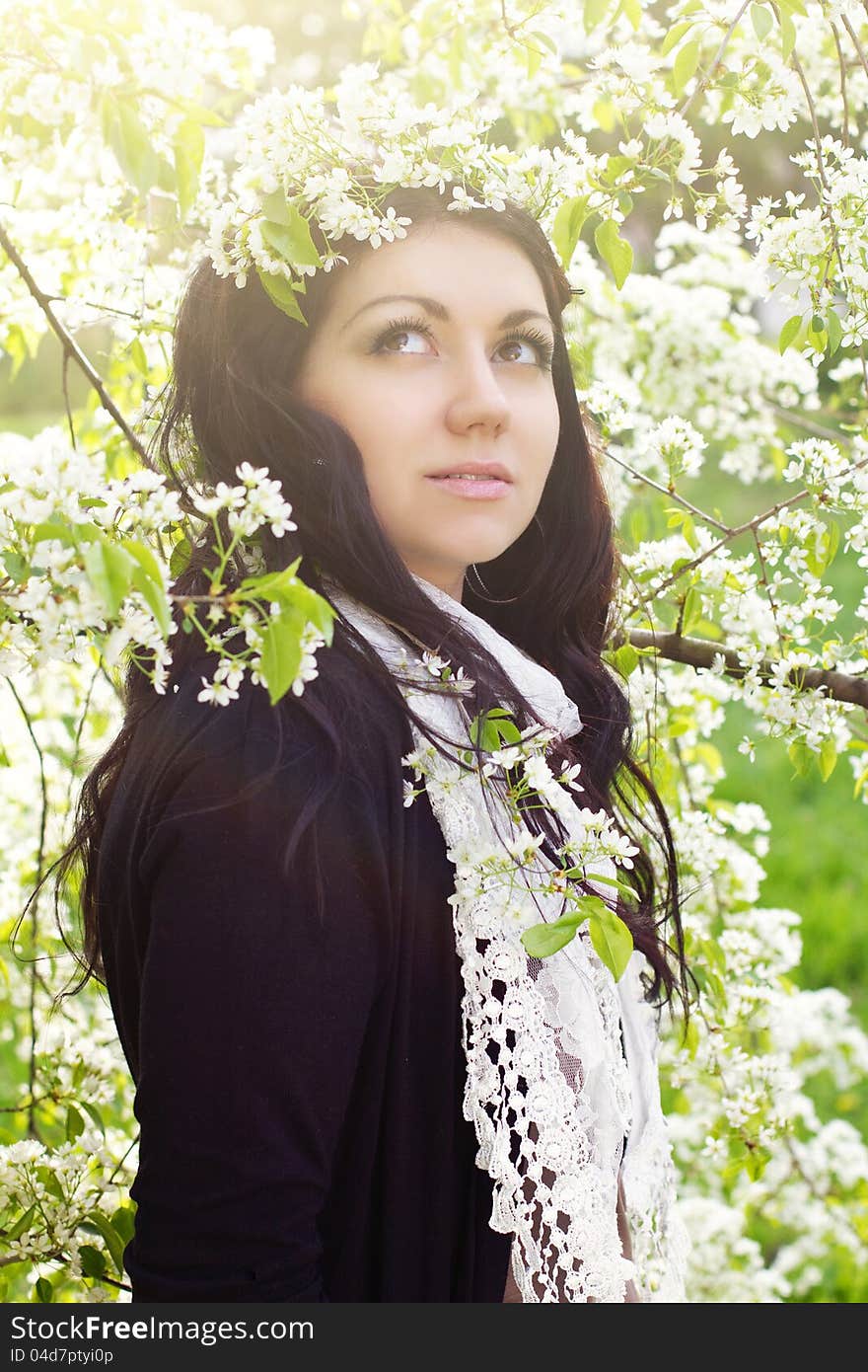 Girl with spring flowers