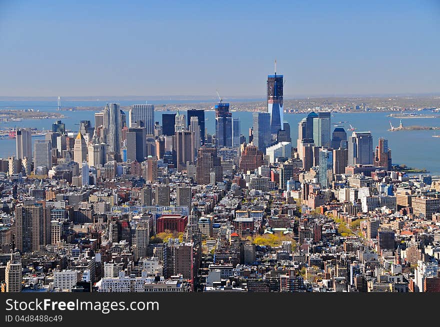 Downtown Manhattan from the Top of the Empire State Building. Downtown Manhattan from the Top of the Empire State Building