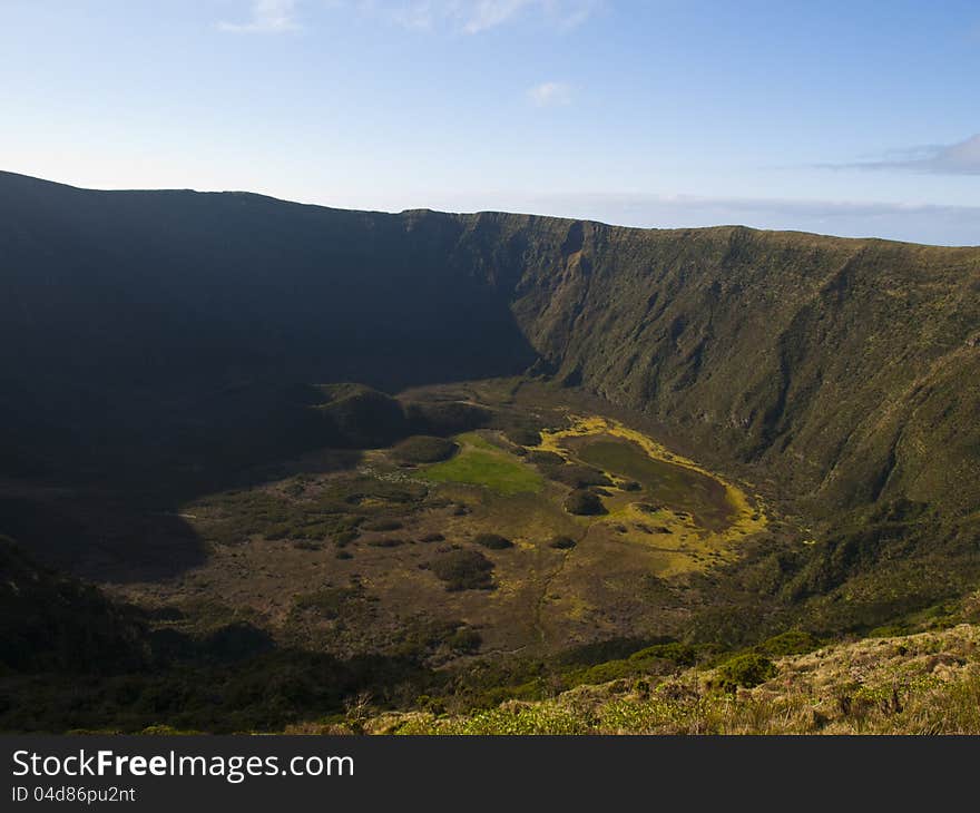 Volcano crater in Faial island