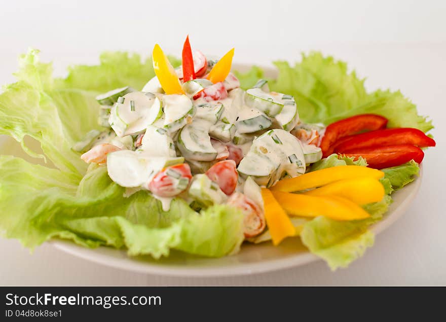 A Salad Of Tomatoes And Cucumbers