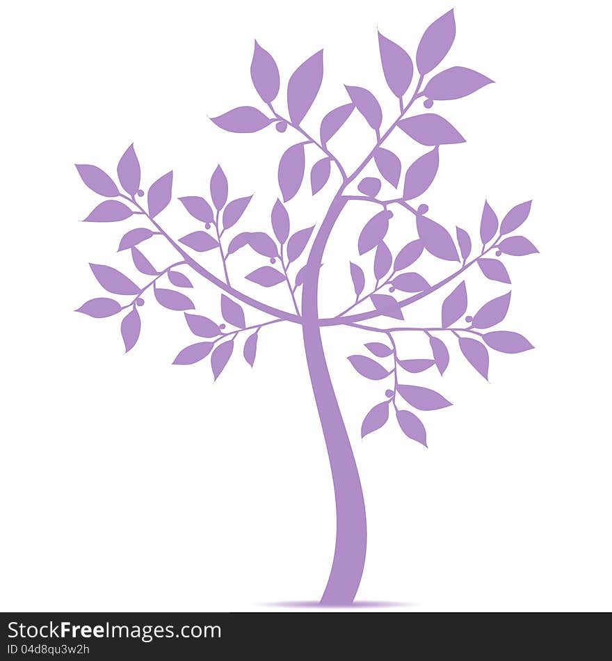 Beautiful art tree silhouette isolated on white background