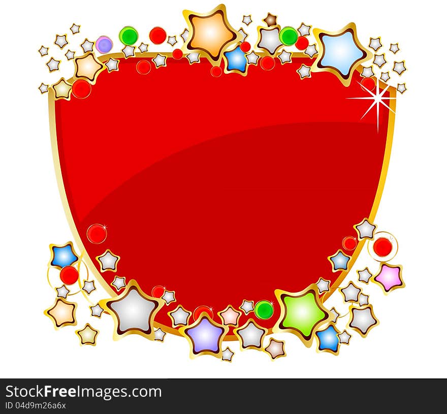 Elegant red shield with stars on white background