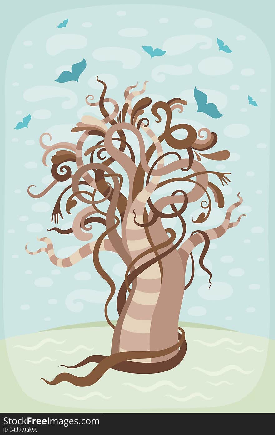 Abstract vector illustration of nature. Fairy tree