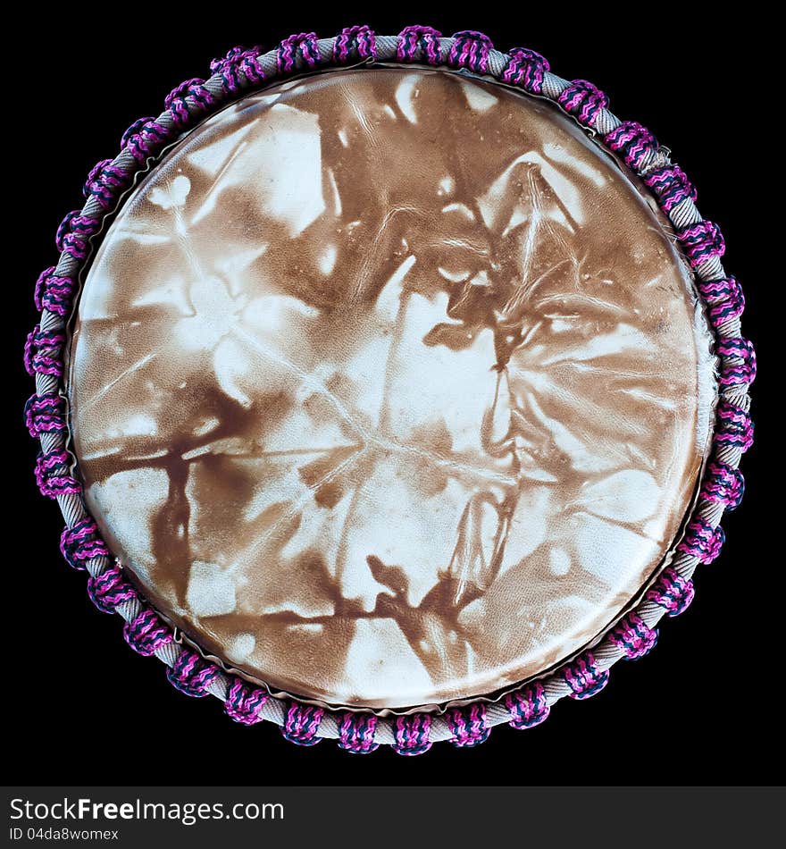 Closeup Djembe Head Isolated On Black