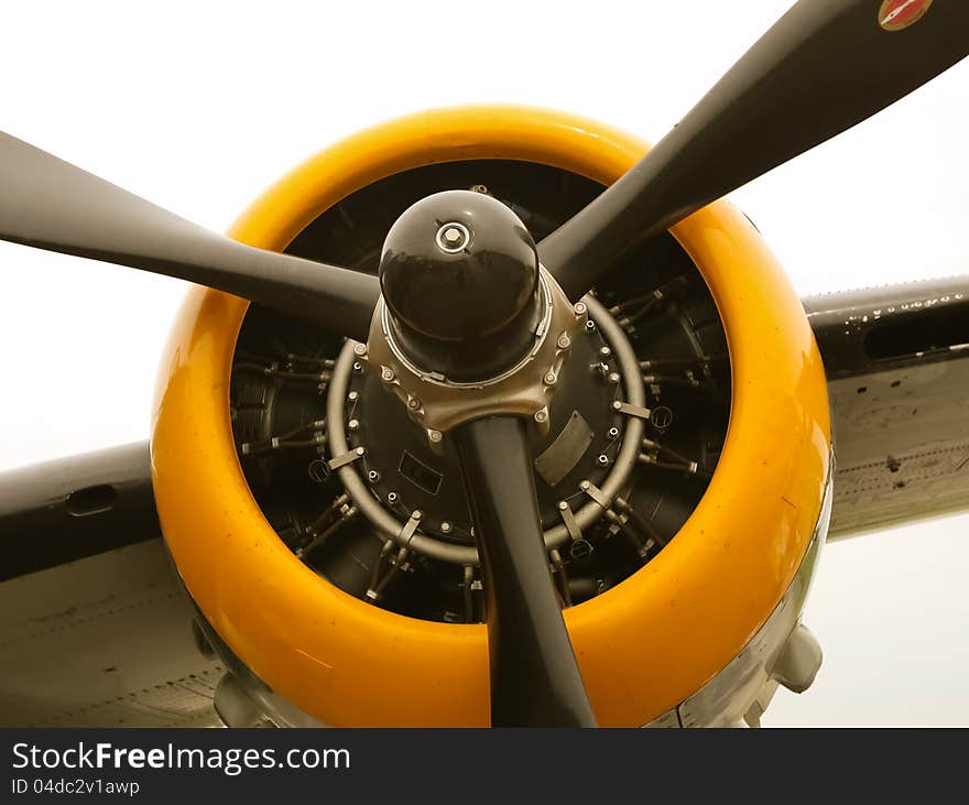 Yellow Propeller Blades On Vintage Aircraft