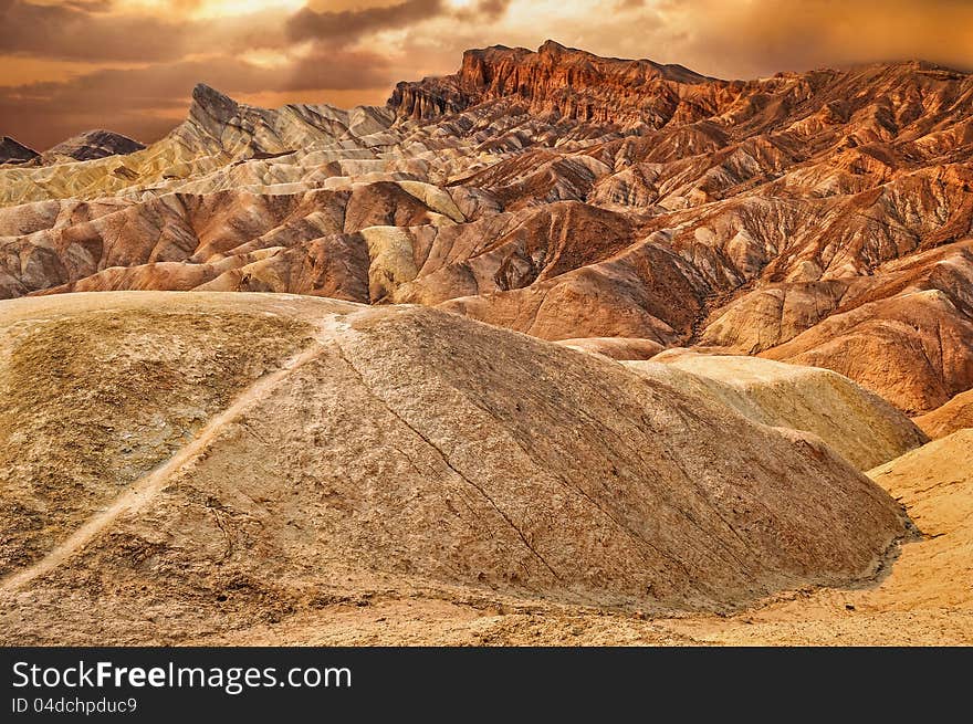 Zabriskie point desert sunset