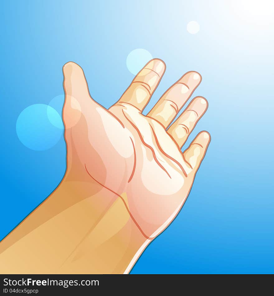 Vector illustration of an outstretched hand. Vector illustration of an outstretched hand