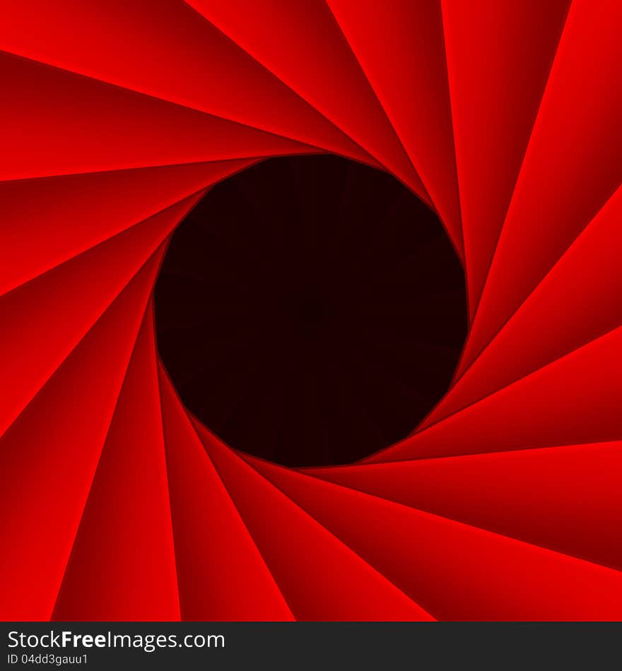 Red diaphragm with black hole inside, 3d