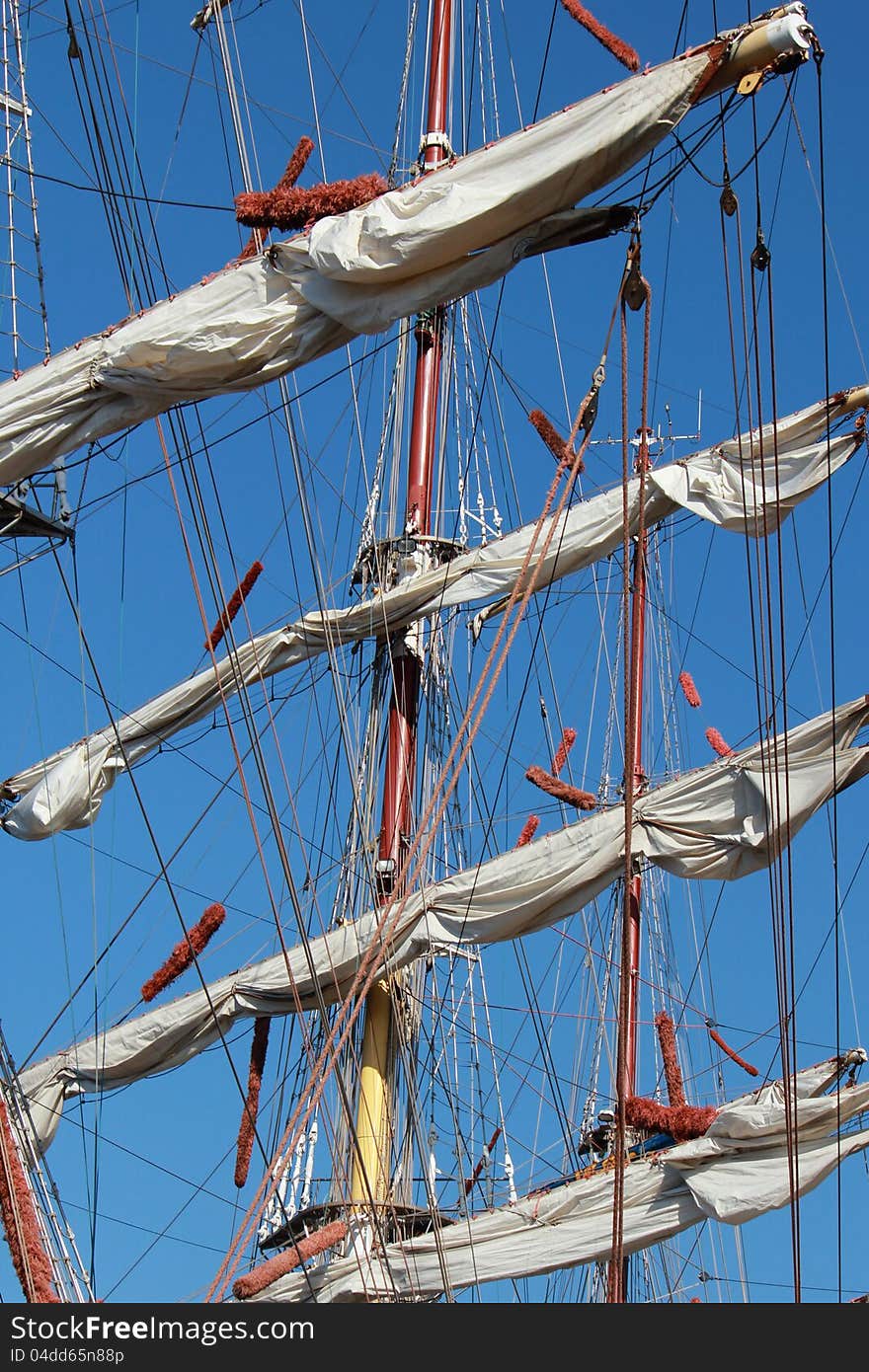 White Sail Frigate With Three Mast