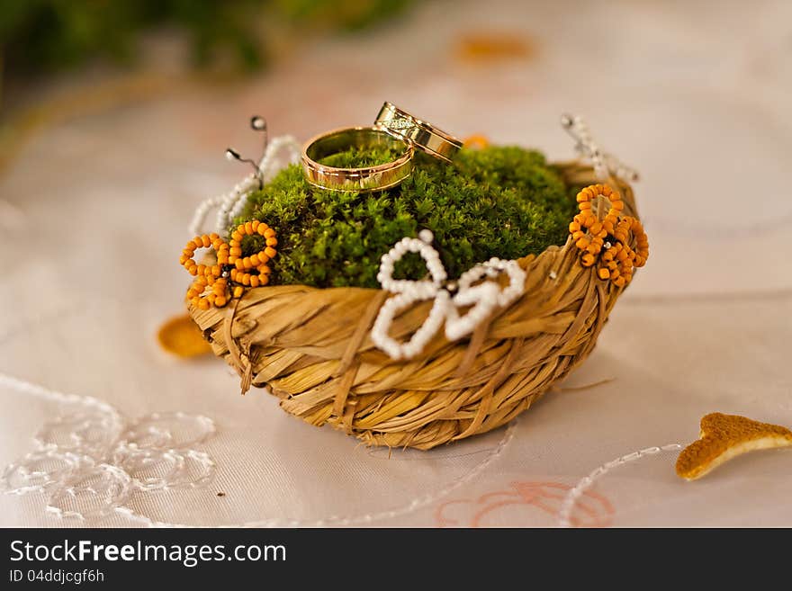 Wedding rings before the ceremony.