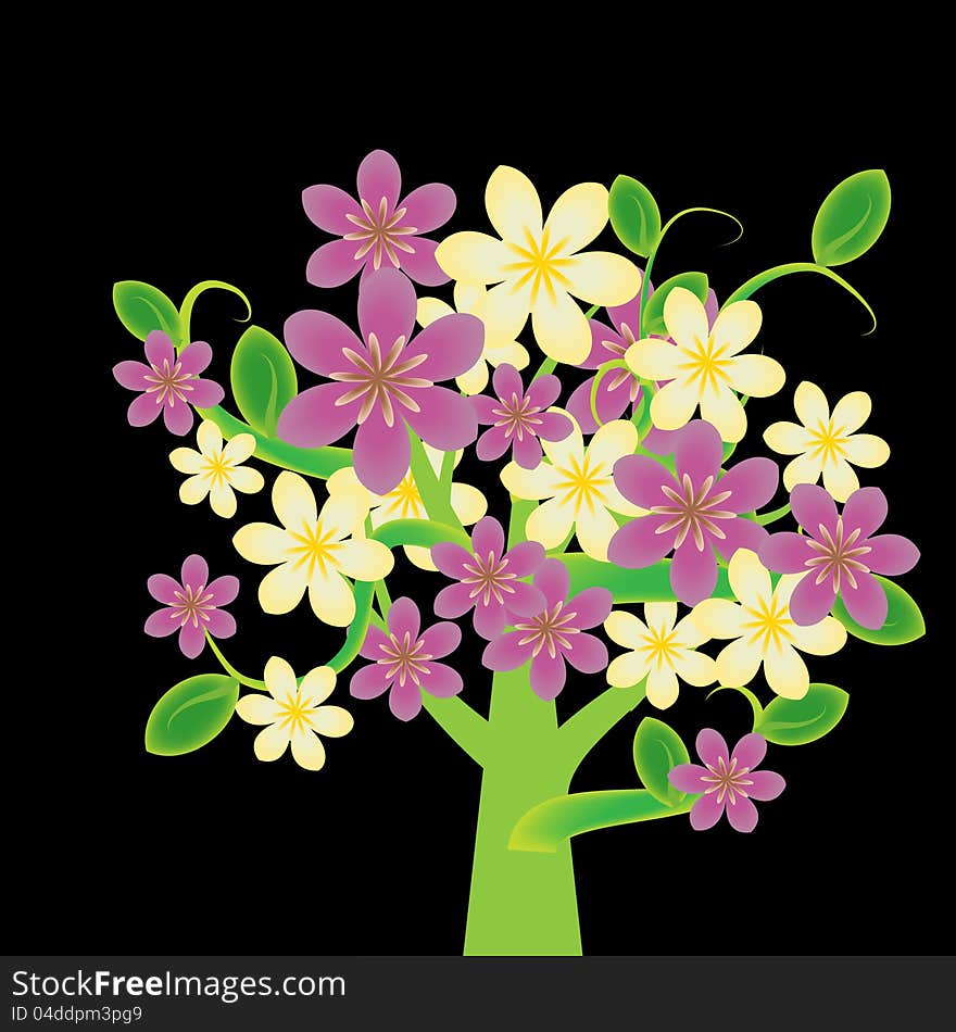 Fantasy flowering tree with pink and cream flowers. Fantasy flowering tree with pink and cream flowers