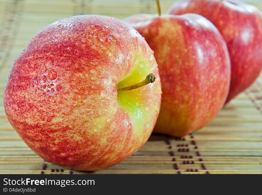 Apple with drop close up