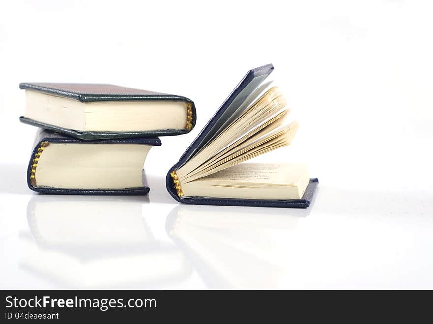 Books on white background