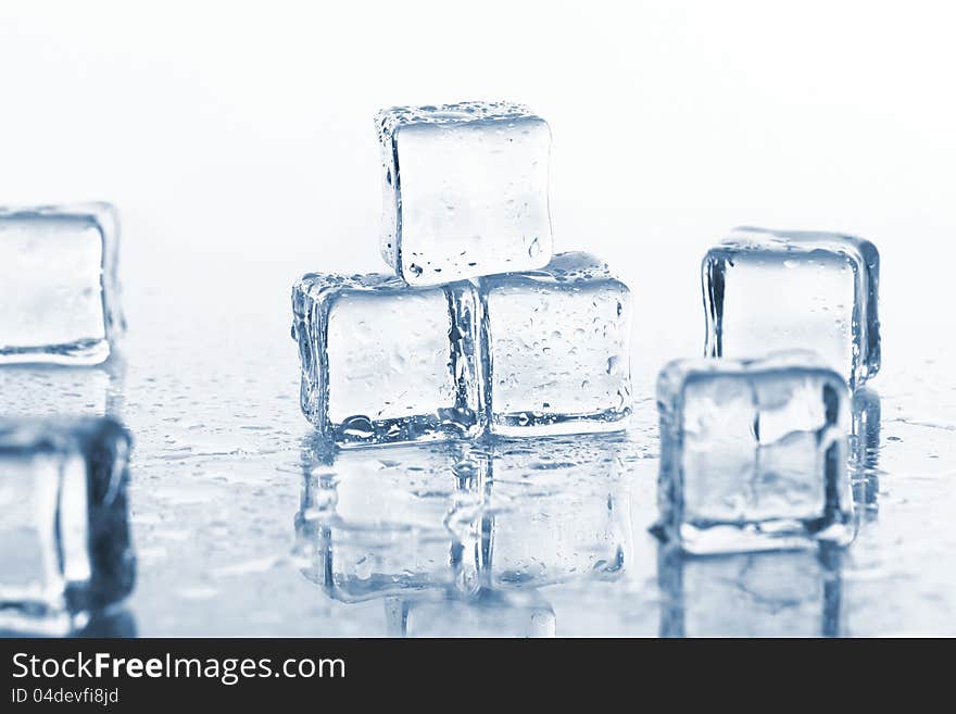 Wet and cold ice cubes