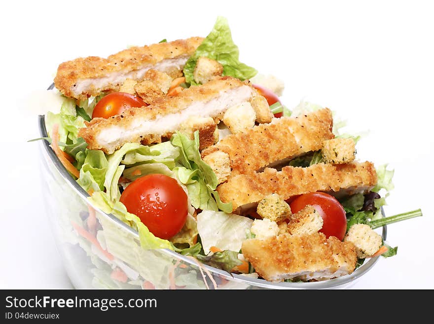 Healthy salad with chicken and vegetables