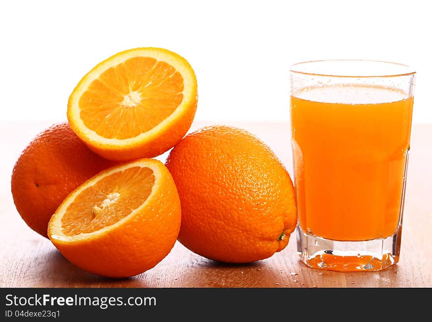 Fresh orange juice on the table