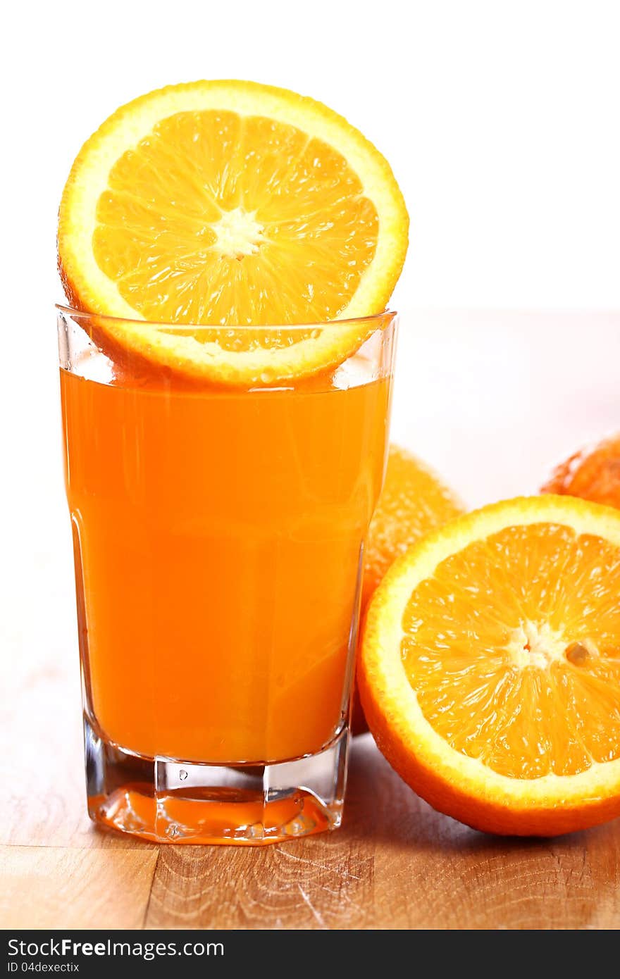 Fresh orange juice on the table