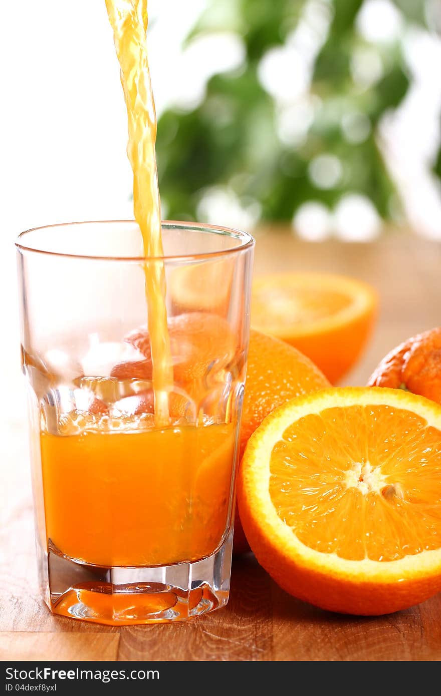 Fresh orange juice on the table