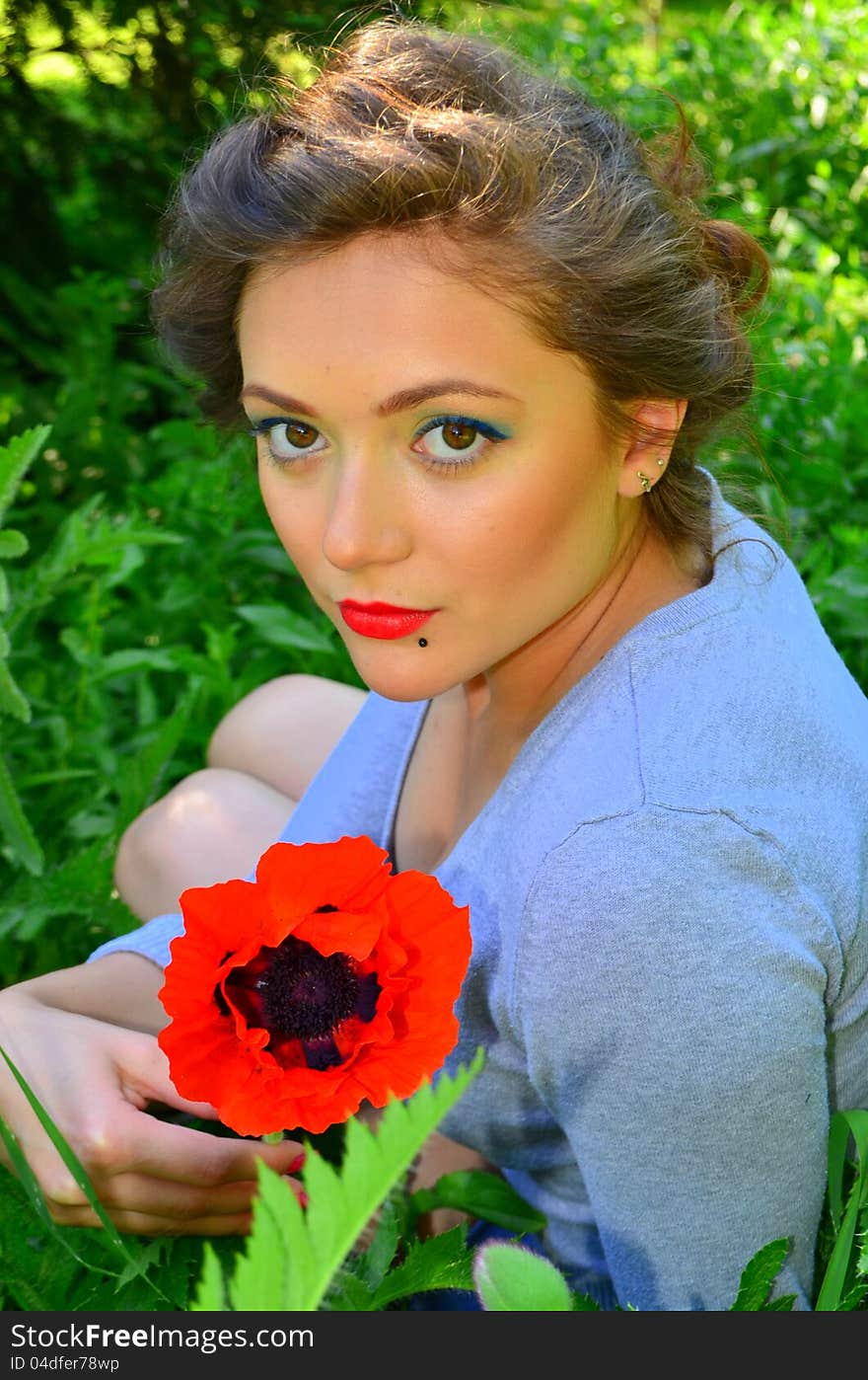 Girl And Flower-portrait