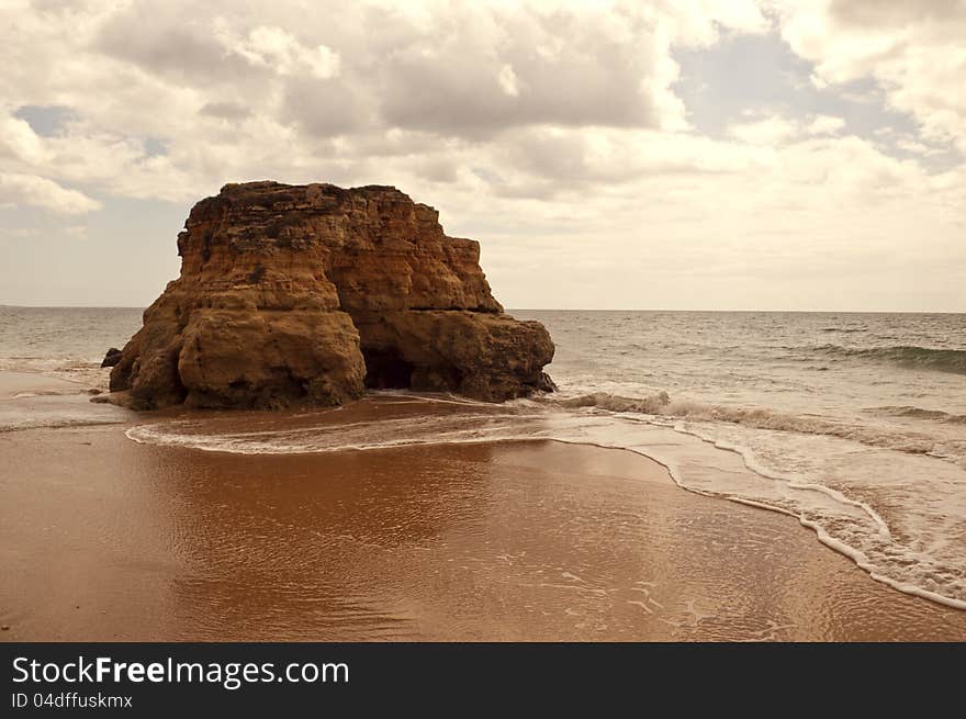 Beach with rocks, coves and cliffs in Albufeira, Portugal. Beach with rocks, coves and cliffs in Albufeira, Portugal