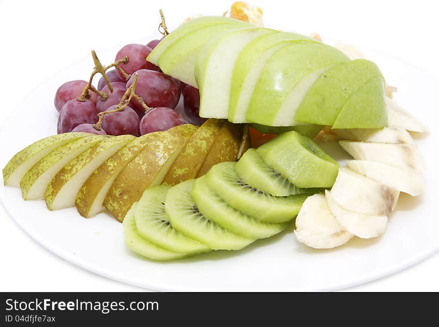 Sliced juicy ripe fruit in a restaurant