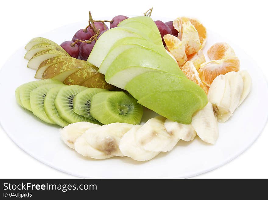 Sliced juicy ripe fruit in a restaurant