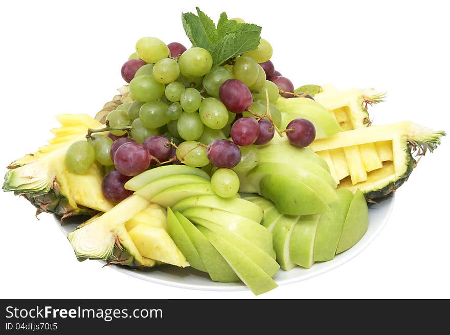 Sliced juicy ripe fruit in a restaurant