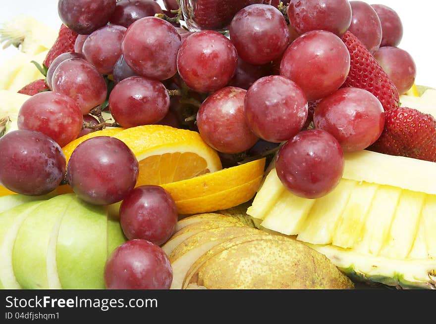 Sliced juicy ripe fruit in a restaurant