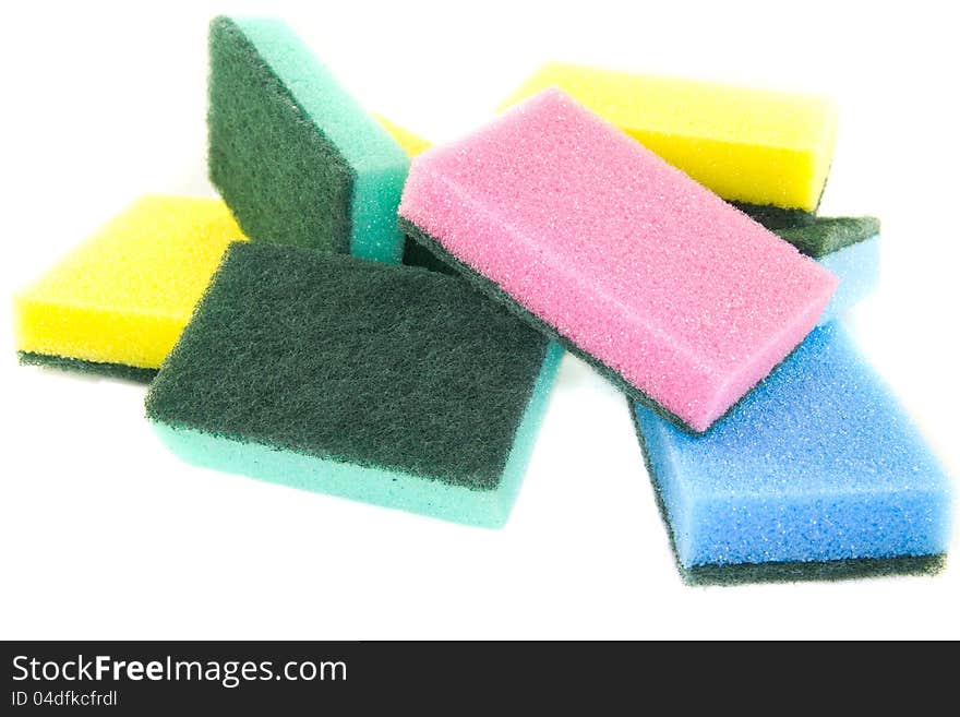 A picture of kitchen spunges in different colours