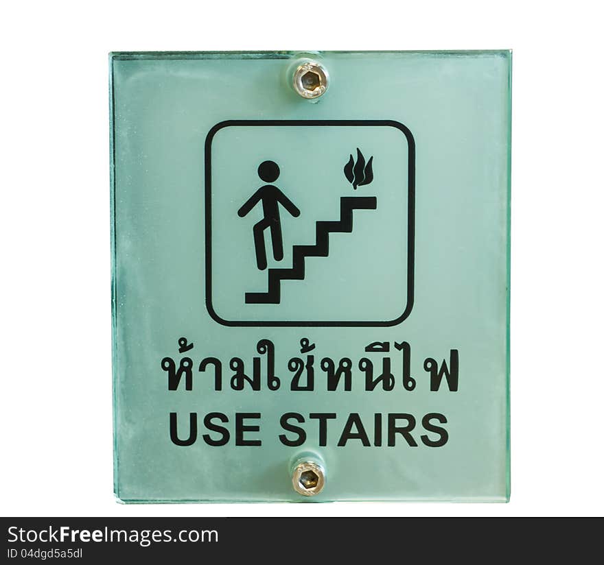 Sign for escape in case of fire.