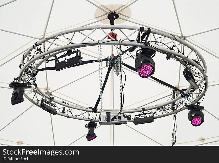 Stage lights on a support ring structure