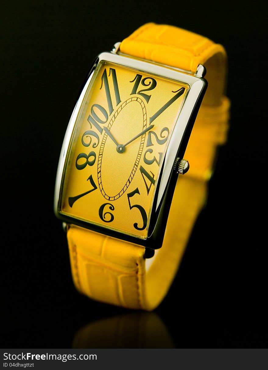 Yellow wristwatch