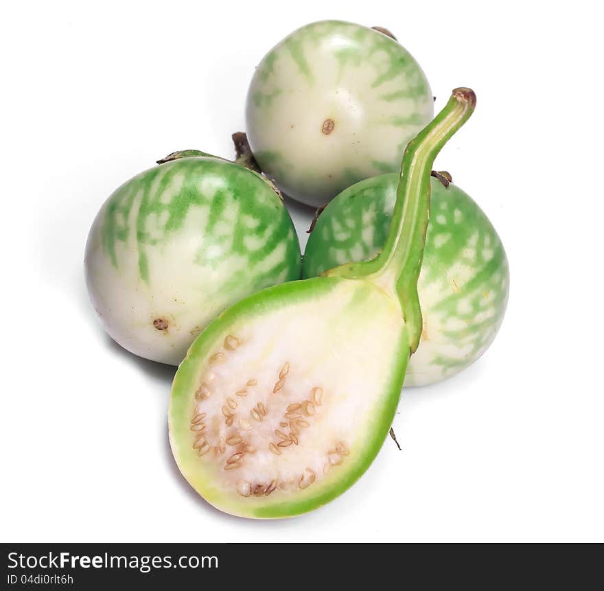 Thai eggplant on white background