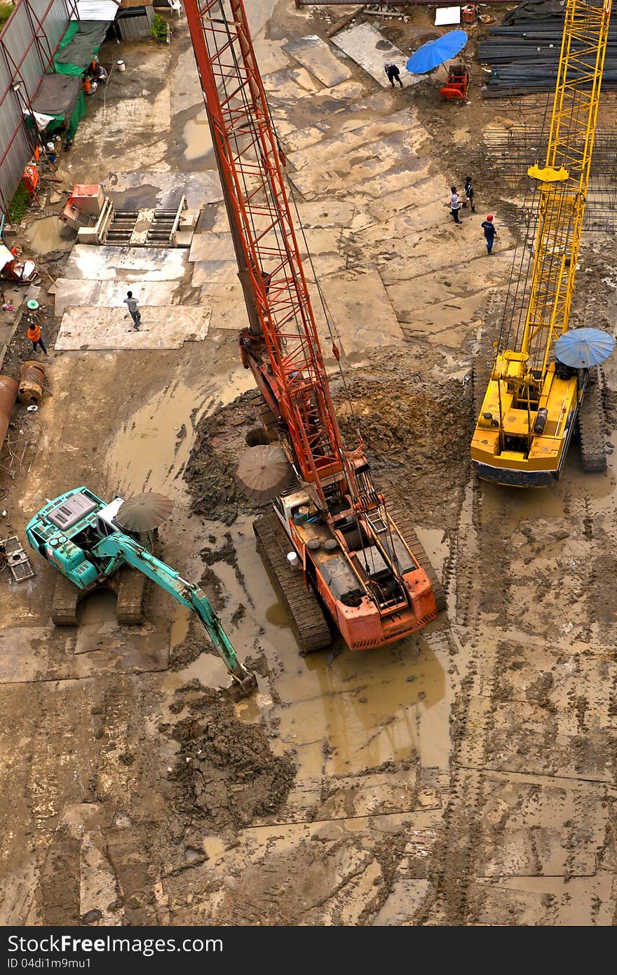 Construction in Bangkok in view of the high or bird eye view. Construction in Bangkok in view of the high or bird eye view