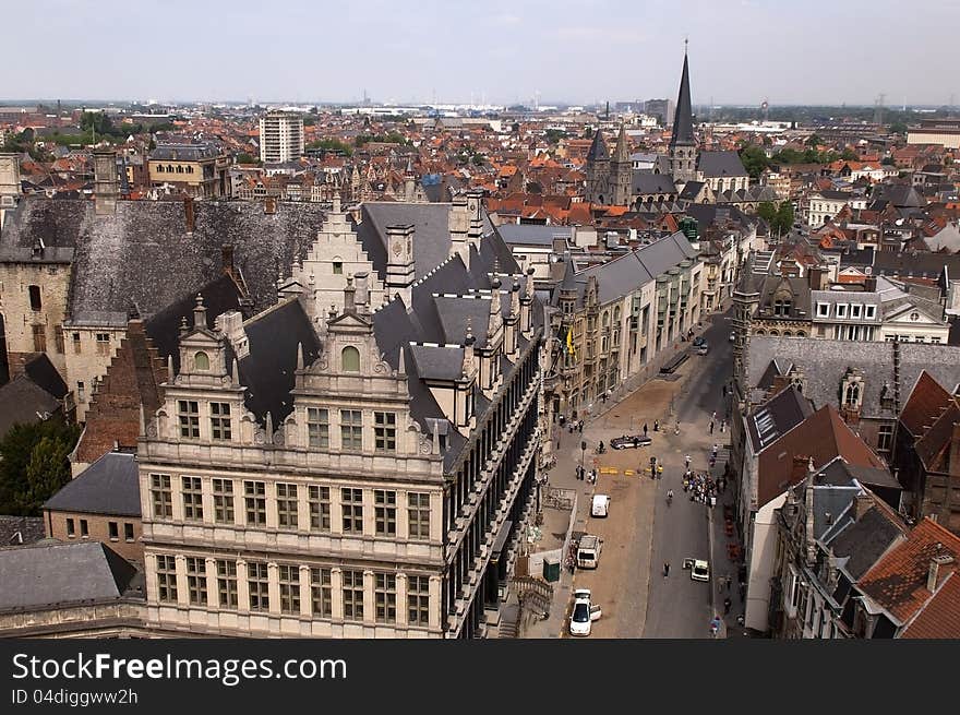 Top view of Ghent in Belgium