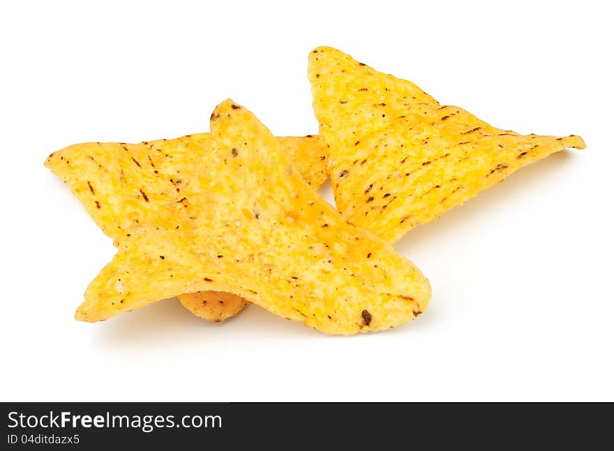 Three chips against white background