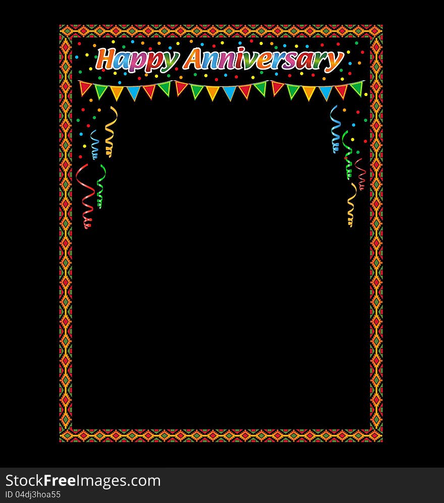 Happy anniversary frame in black background